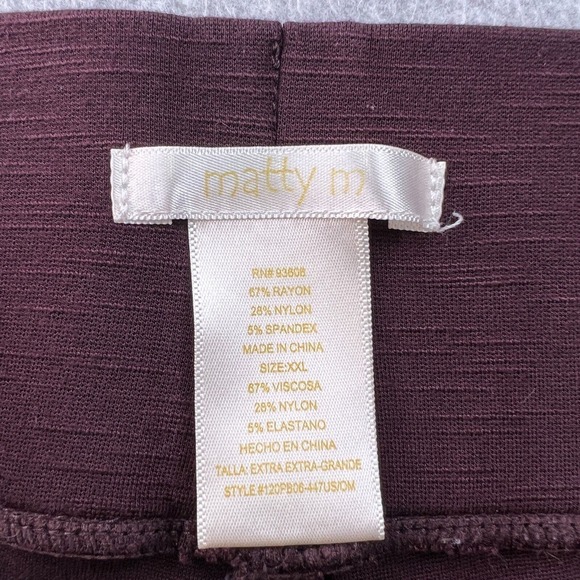 Matty M Leggings Women's Stretch Pants Burgundy Red Stretch Waistband Size XL - Picture 4 of 13